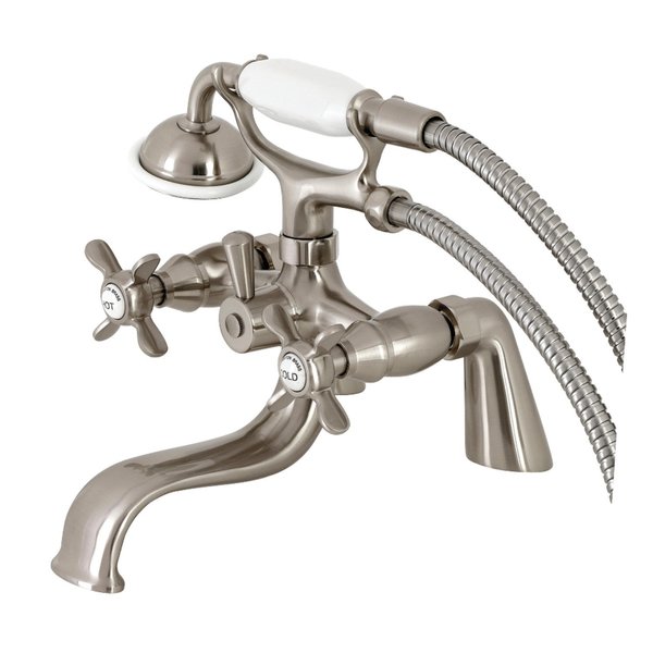 Kingston Brass KS247SN Deck Mount Clawfoot Tub Faucet with Hand Shower, Brushed Nickel KS247SN